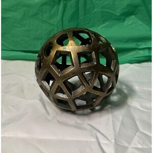 Decorative Metal Geometric Sphere Ball Gold Tone Modern Home Decor Accent